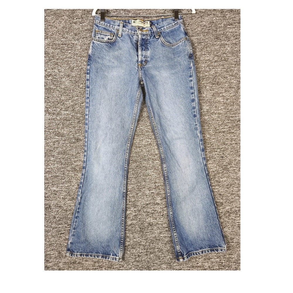 Vintage American Eagle Flared Jeans Light Wash Button Fly‎ 2 Reg 100% Cotton